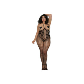 Combinaison grande taille style body dentelle et jambes larges résilles 